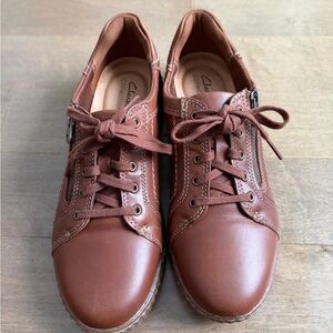 Clarks Women's Leather Sneakers in Rich Brown